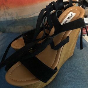 Steve Madden strap bamboo wedges size 39